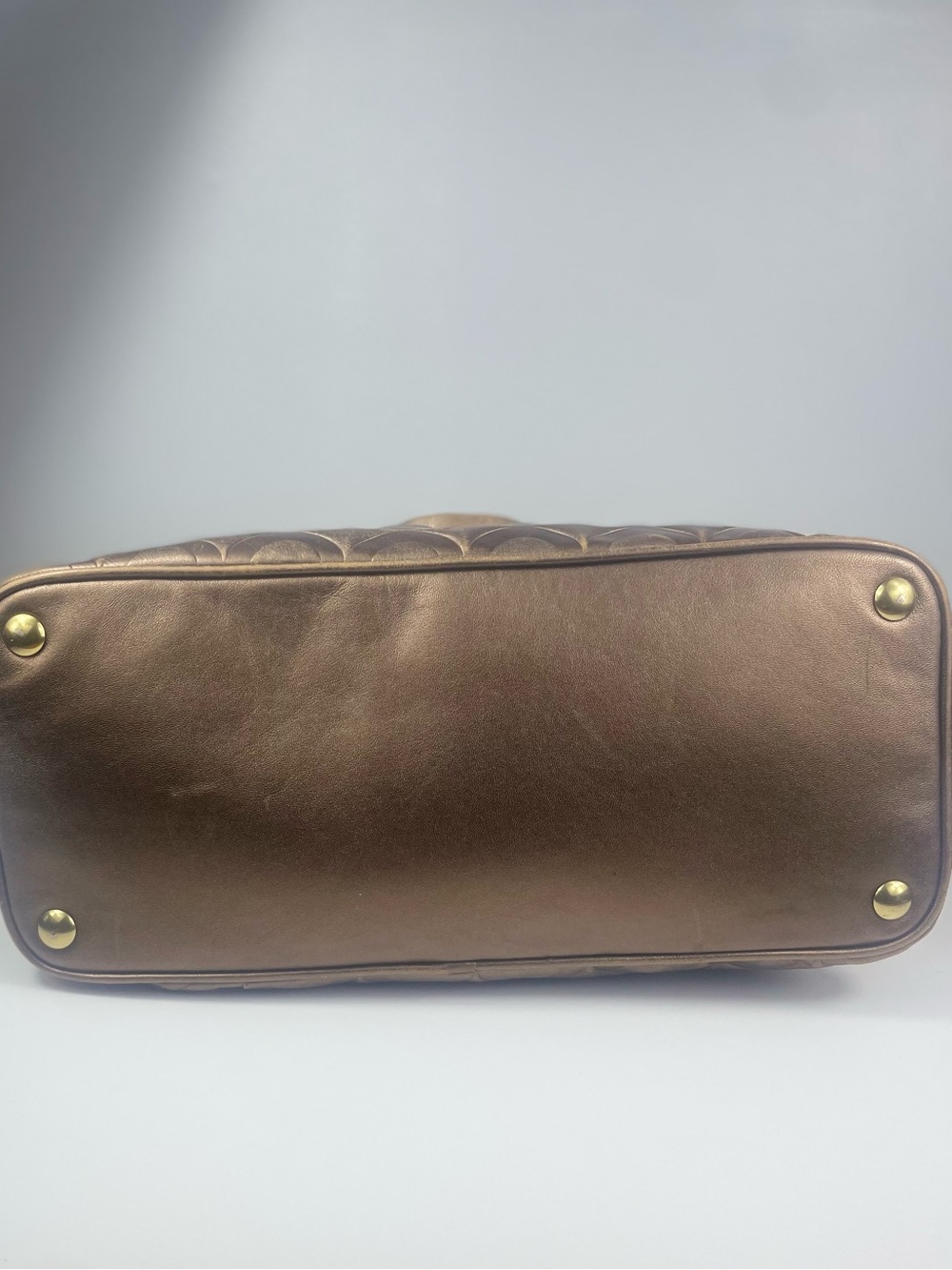 Coach Peyton Metallic Op Art Embossed Satchel - Picture 9 of 13